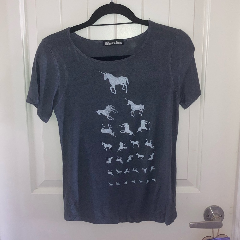 Sunset & Rose Grey Unicorn T-Shirt